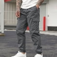 thumbnail image 1 of Amzcrzy Men's Pants Men's Casual Solid Pants with Drawstring and Multiple Pockets Small Leg Pants Mens Slacks Pants for Men Men's Clothing Slacks for Men Men Clothing, 1 of 7
