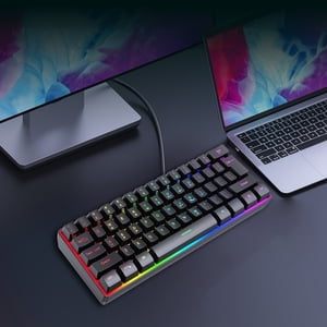 ZZkhGO Wired Illuminated Gaming Keyboard, 61 Key Mechanical Sense Keyboard, Backlit Keyboard with Wrist Rest
