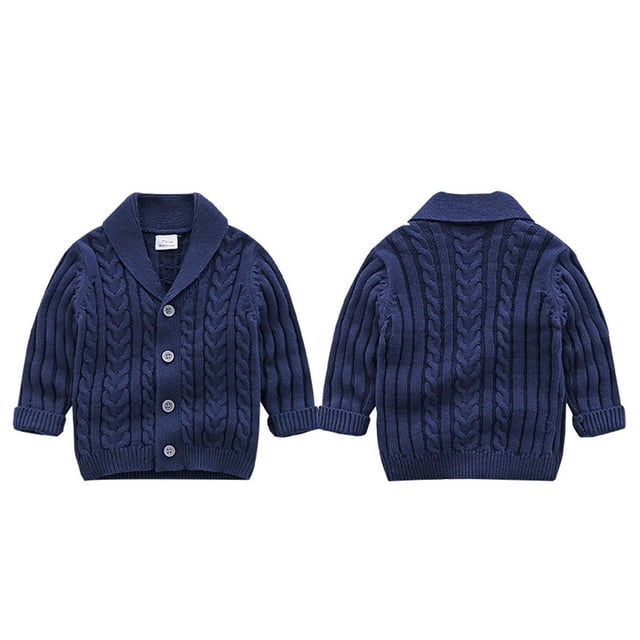 Posijego Cardigans for Baby Boys Cable Knit Open Front Sweater Toddler Little Boys Button up Cardigan Jacket