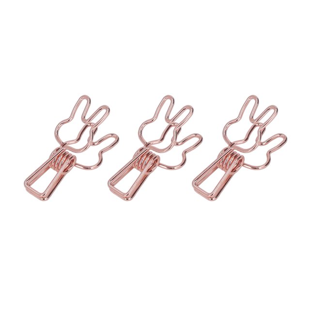 Clips de Reliure Creux, Légers 100 Pcs Mignons Lapins Pinces Fortes pour Notes Noir, Bleu, Or Rose