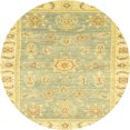 thumbnail image 1 of Ahgly Company Tapis d'Intérieur Ronds Abstraits Jaune Moutarde de Style Oriental, 6 Pieds Rond, 1 of 6