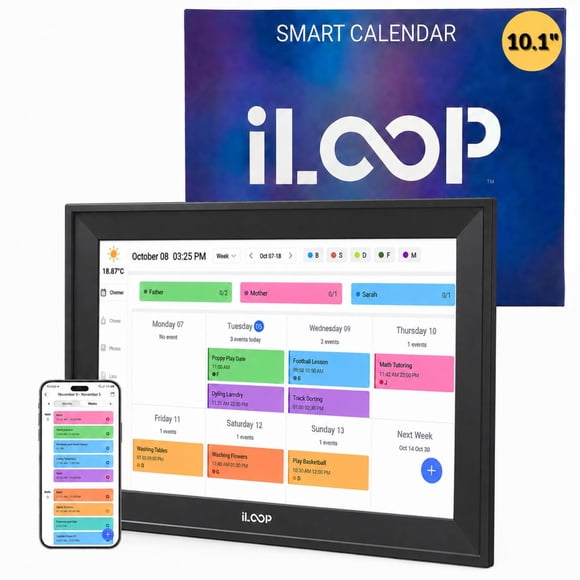 iLoop 10.1” Smart Digital Calendar & Chore Chart 32GB | 3 Modes: Calendar, Wi-Fi Photo and Video Frame & Art Gallery | Touchscreen