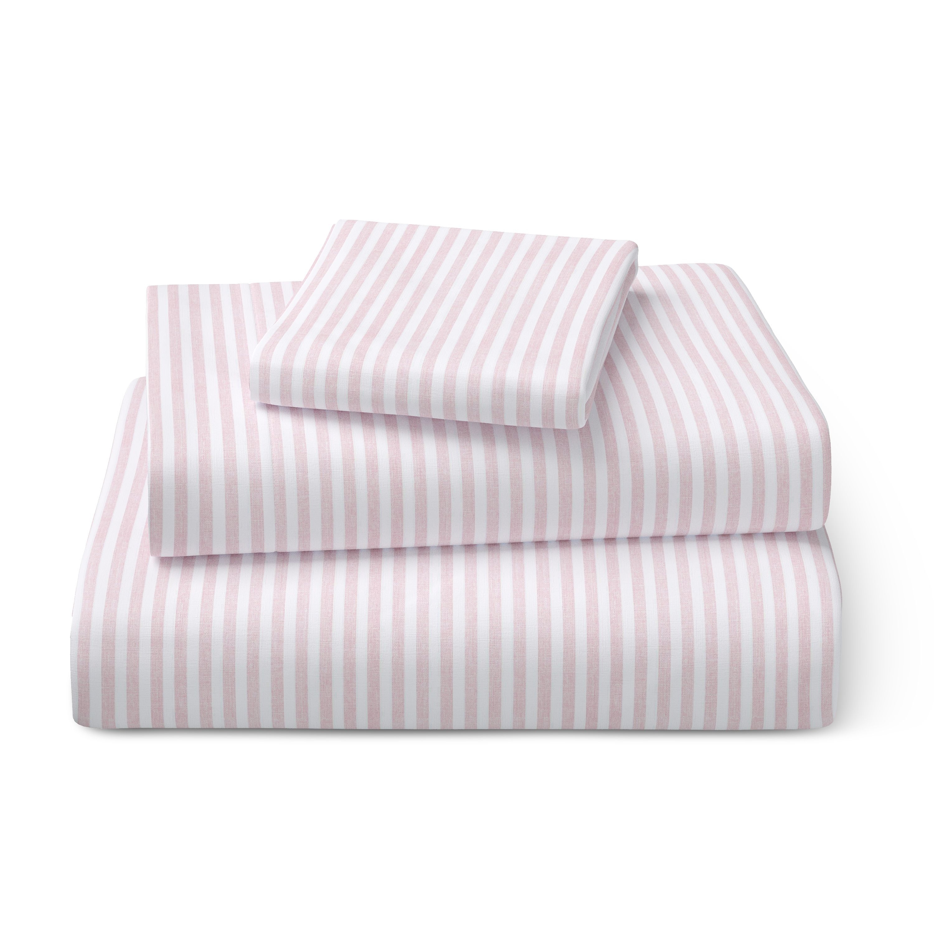 Mainstays Kids 220TC Cotton Stripe Pink Double, 4 Piece Sheet Set