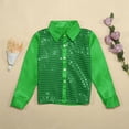 thumbnail image 2 of Boys Tops Sparkly Sequins Dance Long Sleeve Button Down Shirt for Jazz Performance Apparel, 2 of 7