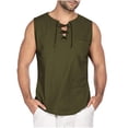 thumbnail image 1 of Styesk Tank Tops Men Men's Fashion Drawstring Color Cotton And Linen Sleeveless T-shirt Tops, 1 of 5