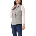 thumbnail image 4 of INSPIRE CHIC Veste Zippée pour Femme Sans Manches Anorak Gilet Utilitaire Veste avec Poches P Gris, 4 of 6