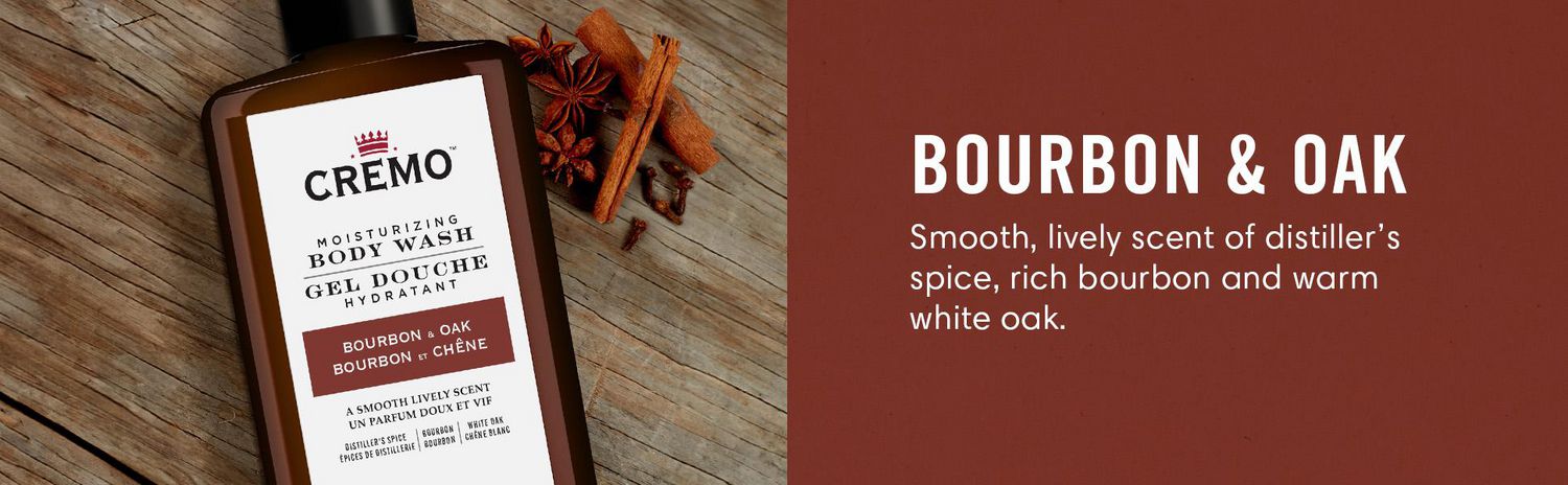 Gel douche au parfum de bourbon et de chêne de marque Cremo, 473 mL