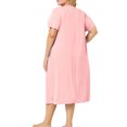 thumbnail image 3 of Agnes Orinda Nuisettes pour Femmes Grande Taille Col Ras du Cou Manches Courtes Robe de Nuit Imprimé Chats Pyjamas Détente Maison avec Poche 4X Rose, 3 of 8