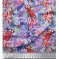 thumbnail image 1 of Soimoi Purple Velvet Fabric Floral,Insect & Parrot Bird Print Fabric by Yard 58 Inch Wide, 1 of 3