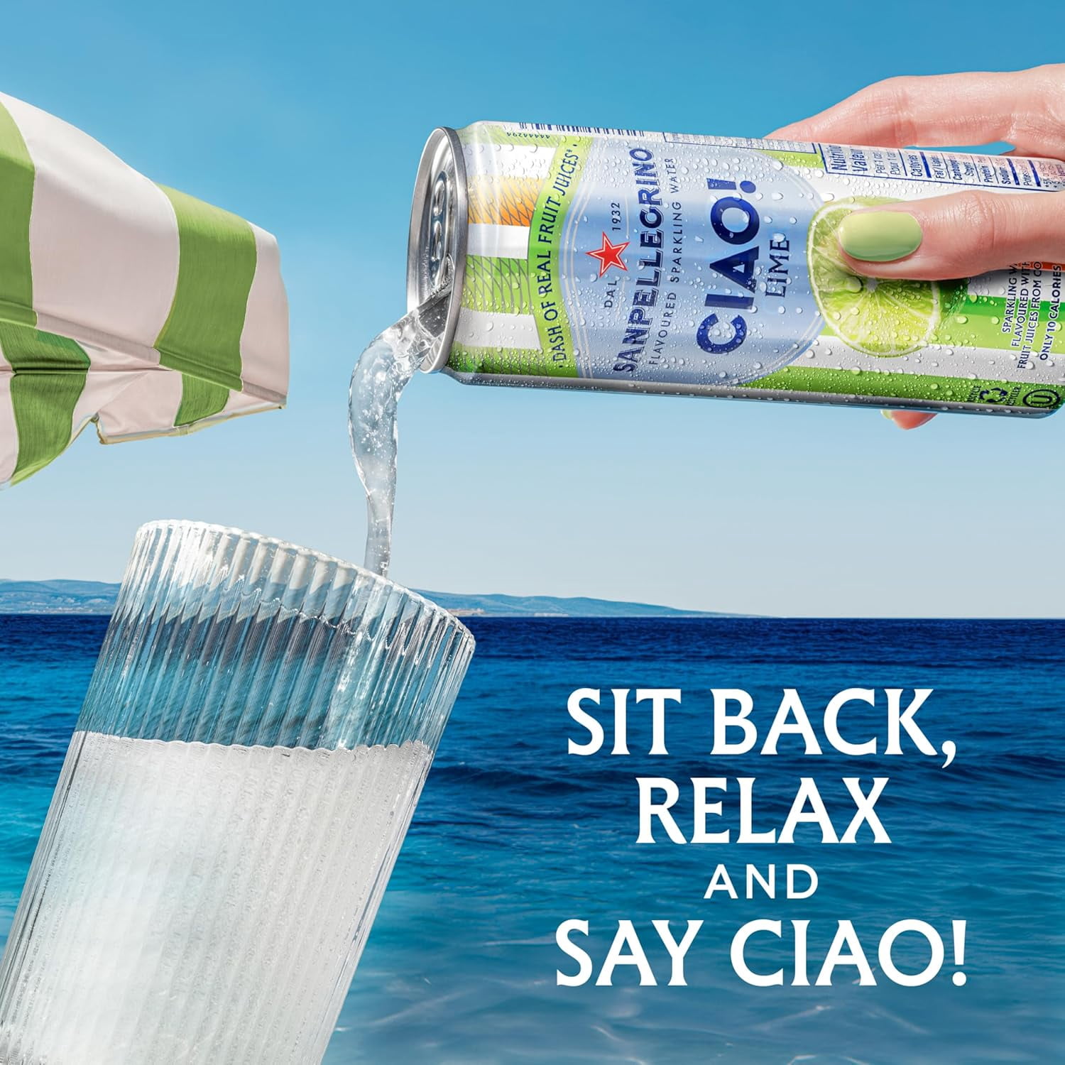 San Pellegrino CIAO! Eau Pétillante Aromatisée à la Lime, Touche de Vrai Jus de Fruits 6x330ml