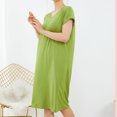 thumbnail image 4 of Besolor Chemises de Nuit Grande Taille pour Femmes Été Confortables à Manches Courtes Col Ras du Cou Vêtements de Nuit Chemises de Sommeil Robe de Nuit, 4 of 5