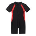 thumbnail image 4 of Aislor Kids Big Girls Zippered Swimsuit Swimwear Bathing Suit Rash Guard Shorty Sun Protection Wetsuit Black 10, 4 of 7