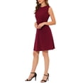 thumbnail image 4 of INSPIRE CHIC Robe Midi Évasée Sans Manches de Rentrée pour Femme Tenue d'Enseignante pour le Travail Couleur Unie Bourgogne TG, 4 of 6