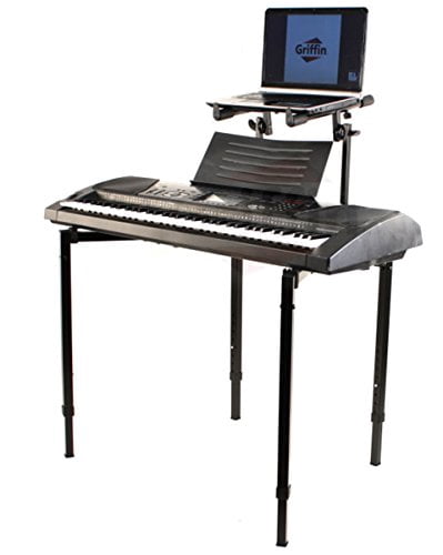 Double Piano Keyboard & Laptop Stand by GRIFFIN | 2 Tier/Dual Portable Studio Mixer Rack for Turntables, DJ Coffins, Speakers, Digital Audio Gear & Mu