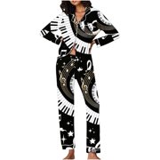 TopLLC Pajama Sets Lounge Sets for Women ,Women'S Sleepwear Pajamas Women's Valentine's Day Pajama Gift Set Hearts Print Long Sleeve Sleepwear Loungewear Pjs Set Nightwear Pajama Sets