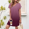 thumbnail image 2 of LOVZFMLL Robes d'Été pour Femmes Décontractées Amples T-Shirt Robe Droite Col en V Manches Courtes à Revers Uni Basique Tenues Quotidiennes Rose B m, 2 of 5