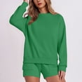 thumbnail image 1 of HAiming Ensemble 2 Pcs pour Femmes Chandail Col Rond Chandails en Molleton et Shorts Surdimensionnés Amples, 1 of 5