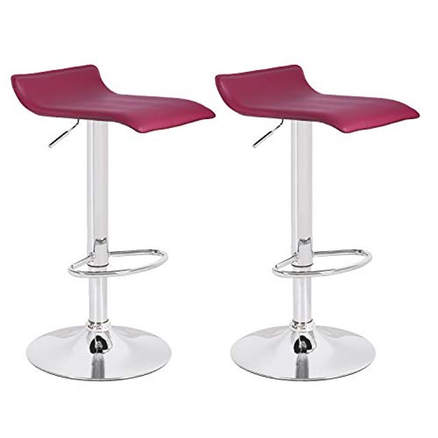 Bronte Living Leatherette Bar Stool 360 Swivel High Backrest Adjustable Height Base with Hard Floor Protection Plastic - Series Miranda - Set of 2