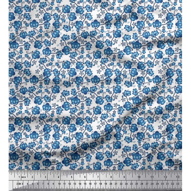 Soimoi Rayon Fabric Flower Artistic Print Sewing Fabric Yard 42 Inch Wide