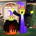 thumbnail image 4 of Occasions Halloween 5 Foot Inflatable Animated Witch With Cauldron, 4 of 7