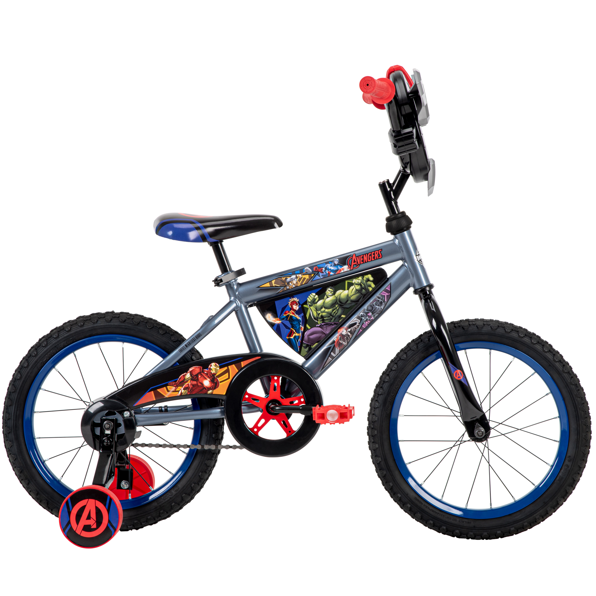 Huffy 16-inch Marvel Avengers Bike for Boys with Training Wheels, Grey/Red