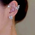 thumbnail image 1 of TIMIFIS Boucles d'Oreilles Papillon à Pampilles Fleur Oreilles Suspendues Mode Française Boucles d'Oreilles Sans Perçage Boucles d'Oreilles Pinces d'Oreilles - Été, 1 of 3
