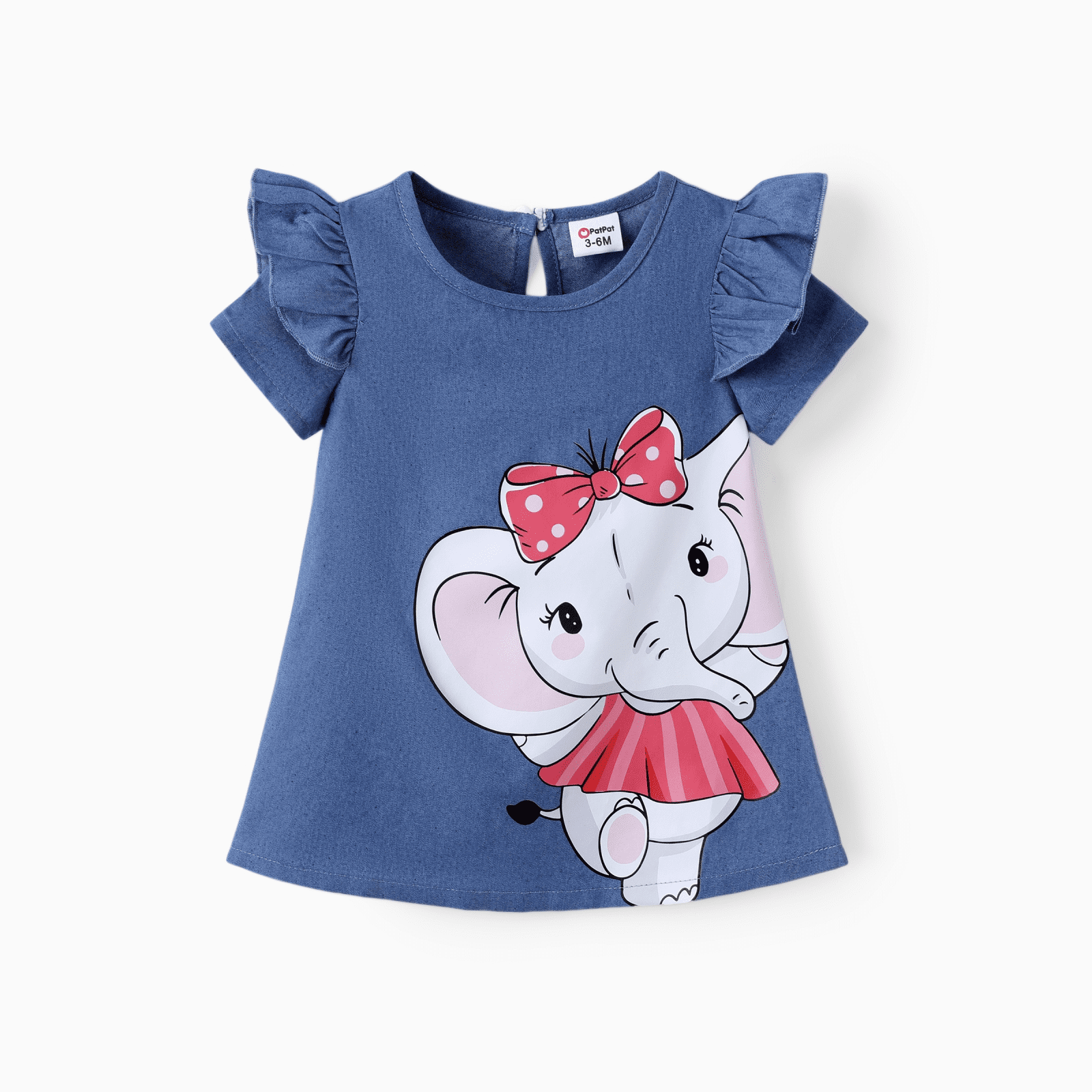 PatPat Baby Girl Cute Cat Print Ruffled Short-sleeve Dress