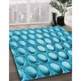 thumbnail image 3 of Ahgly Company Tapis d'Intérieur Lavable en Machine Carré Bleu Transitionnel, 7 Pieds Carré, 3 of 7