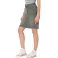 thumbnail image 4 of Unique Bargains Women's Basic Distressed High Waist Ripped Hem Washed Denim Skirt, Grey, S, 4 of 6