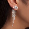 thumbnail image 1 of TIMIFIS Earrings Shooting star Rhinestone Long Tassels Drop Hook Dangle Earrings Gold Silver - Summer, 1 of 2