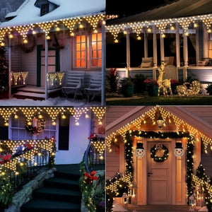 Leutsin Christmas Lights Outdoor Decorations 13ft 200 LED Christmas Lights with 12 Star 8 Modes Dimmable String Light with Remote Timer For Wedding Party,Clearance Deals