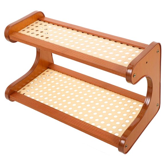 1Pcs Yellow Desktop Storage Shelf 2 Tier Rustic Wood Organizer Display Stand for Office Desk Kitchen Counter Books, 12X7X6In