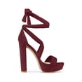 thumbnail image 3 of BLISSFUL STEP Women's Lace Up Platform Block Heel Sandals Burgundy (Size 7), 3 of 8