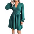 thumbnail image 1 of Robe Plissée en Chiffon Sexy à Col en V pour Femmes Automne et Hiver, 1 of 8