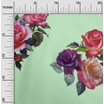 thumbnail image 1 of oneOone Tissu Polyester Lycra Feuilles et Roses Imprimés Aquarelle au Mètre 56 Pouces de Large, 1 of 4