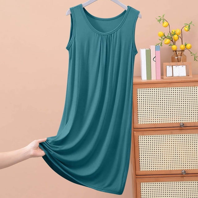 Elvqul Nuisettes Sans Manches pour Femmes Grande Taille Pyjamas Verts pour Femmes Pyjamas Unis pour Femmes Coton Doux