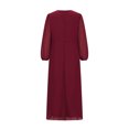 thumbnail image 4 of cfhntfmh Robes d'Invitée de Mariage pour Femmes en Mousseline Confortable à Manches 3/4 Robe Tendance d'Automne Fluide à Col en V Robe de Sortie pour Fête, 4 of 5