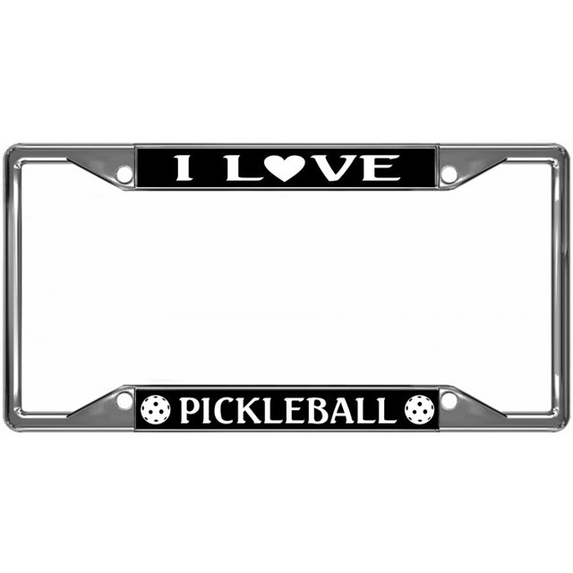 Cadre de Plaque d'Immatriculation Chrome "I Love Pickleball Every State"