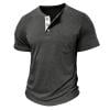 Tunhigl Men's Henley Short Sleeve Shirt Cotton Lightweight Tee Shirts Casual Summer Basic Tees with Pocket