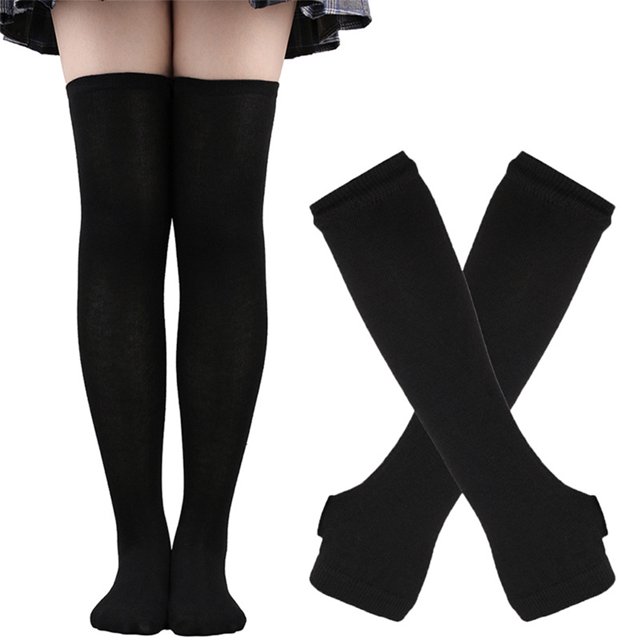 ZheElen Easy To Wear Over Knee Socks Highly Elastic And Durable Soft And Breathable Wide Application Polyester Easy To Match Black 1Set
