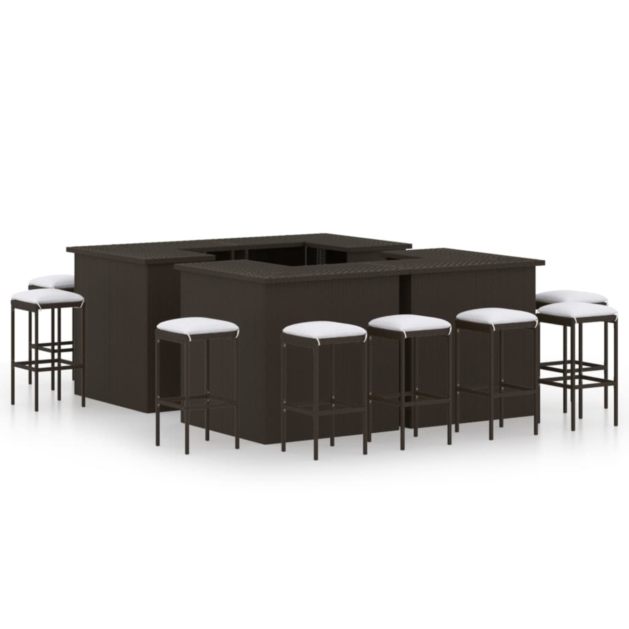 vidaXL Ensemble de Bar de Jardin 16 Pcs avec Coussins en Rotin Poly Brun