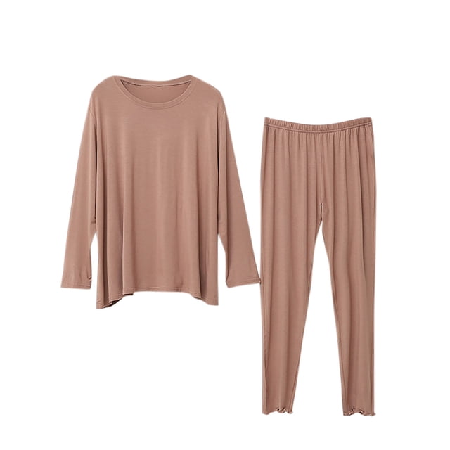 Timegard Ensembles de Pyjamas pour Femmes 2 Pcs Haut à Manches Longues à Col Rond et Pantalon Tenues de Pjs d'Automne Confortables et Douces
