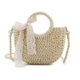 thumbnail image 2 of CHUANK Crossbody Bag Moon Shape Large Capacity Straw Multipurpose Single Shoulder Strap Bag for Beach, 2 of 8