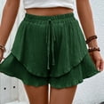 thumbnail image 2 of Yuyuzo Shorts for Women Drawstring High Waisted Double Layered Ruffle Shorts Wide Leg Casual Summer Beach Shorts, 2 of 6