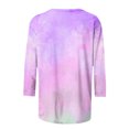 thumbnail image 5 of Besolor T-Shirts à Manches 3/4 pour Femmes Hauts Tendance à Col Rond Teinture sur Nœuds Blouse Décontractée Ample pour Sorties, 5 of 5