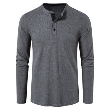 CEHVOM T-shirt Ample à Manches Longues pour Homme, Col Rond, Couleur Unie, Chandail de Base