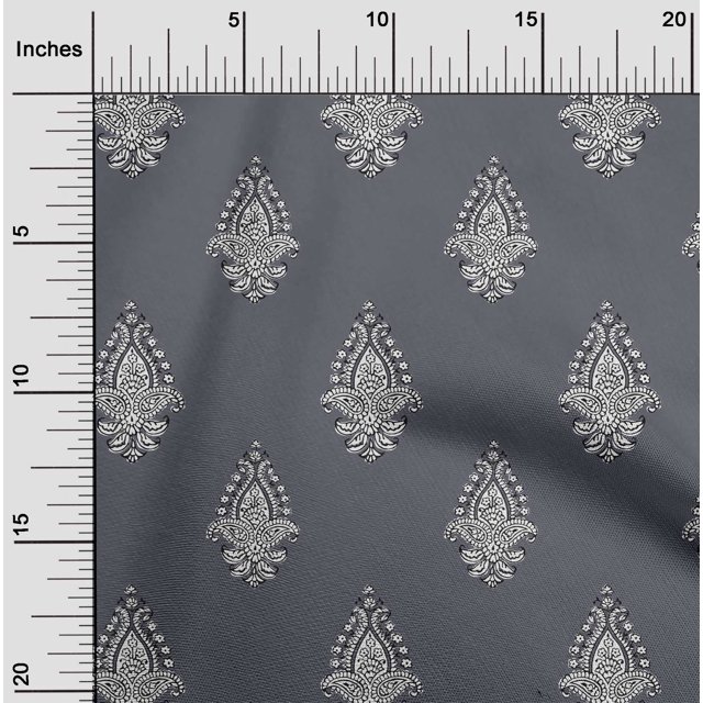 oneOone Viscose Chiffon Fabric Leaves|Floral & Paisley Block Decor Fabric Printed BTY 42 Inch Wide
