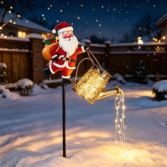 Liquidation des Offres du Jour! Lampes Solaires de Noël Père Noël au Sol en Résine Décoration de Jardin et Patio Ambiance Lampe en Herbe