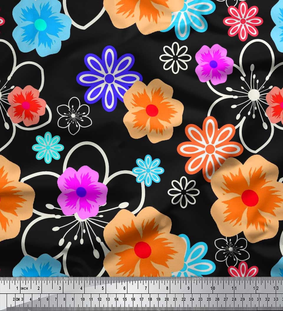 Soimoi Cotton Poplin Fabric Artistic Floral Print Fabric by Yard 42 Inch Wide