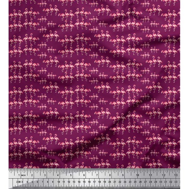 Soimoi Rayon Fabric Flamingo Bird Fabric Prints by Yard 42 Inch Wide